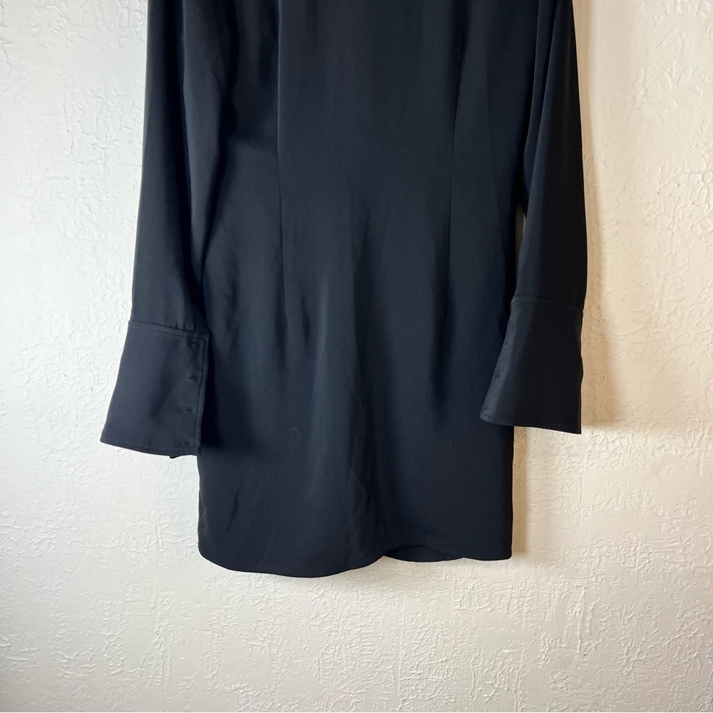 L’Academie Karolina Faux Wrap Shirt Dress – Black | Size L - Picture 11 of 13